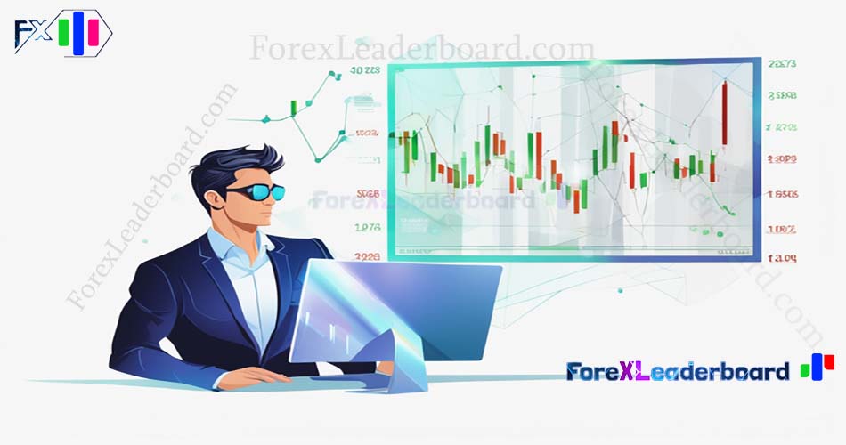 91 business man watching computer screen forex chart on wall screen futuristic sci fi background vec
