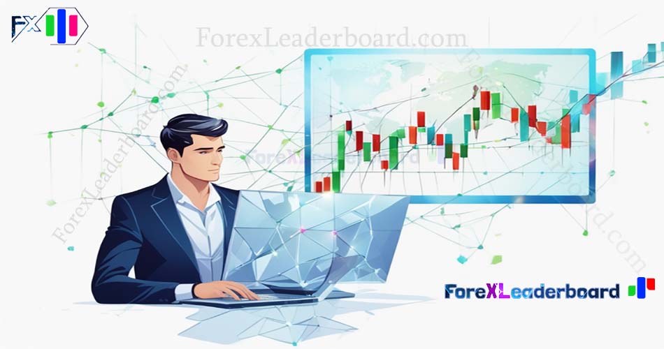 98 business man watching computer screen forex chart on wall screen futuristic sci fi background vec