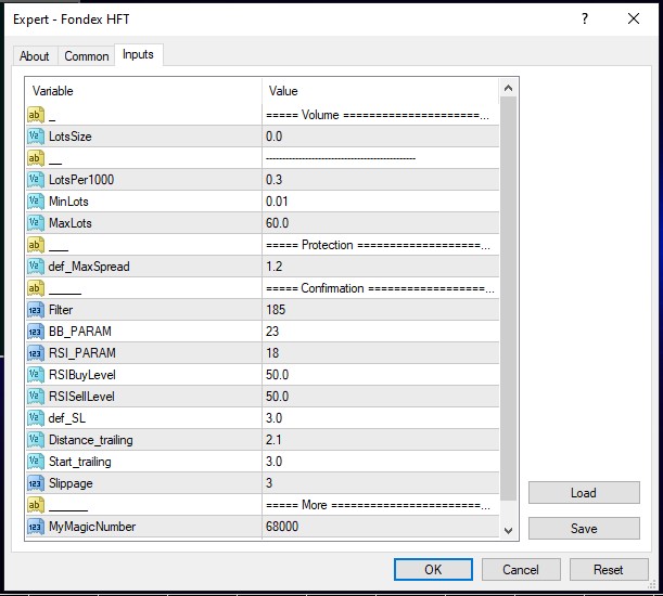 fondex hft settings