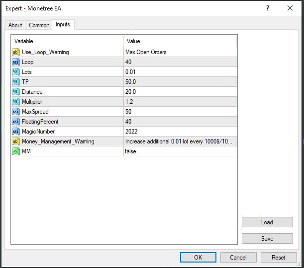 monetree ea settings