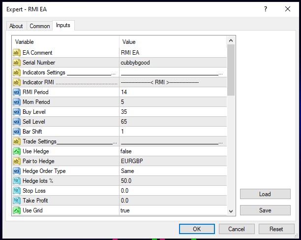 rmi ea settings