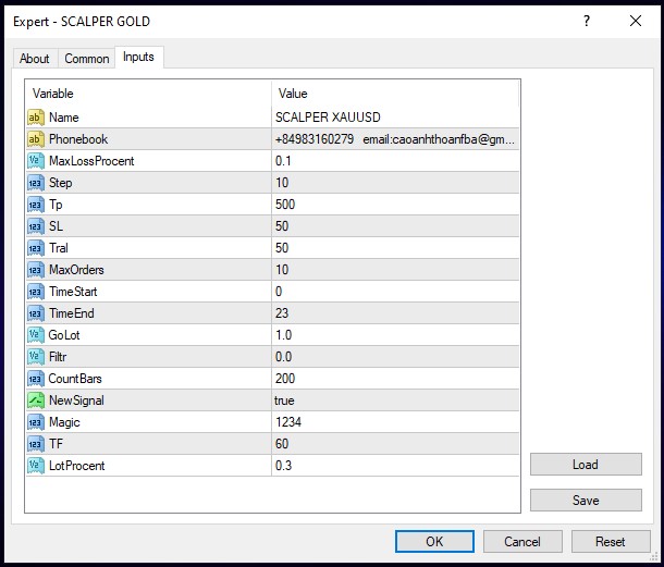 scalper gold ea settings