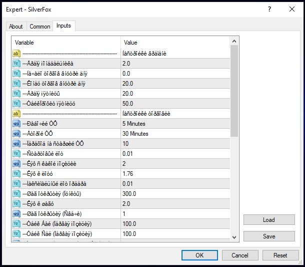 silver fox ea settings