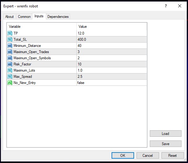 wrenfx robot forex ea settings